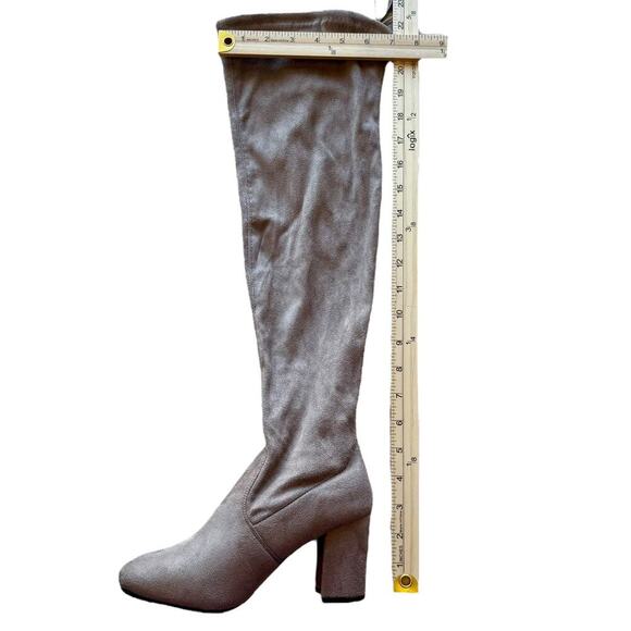 Rue 21 Women Over the Knee Faux Suede Block Heel Boots Tie Brown Gray NEW Size 6 - Picture 4 of 9